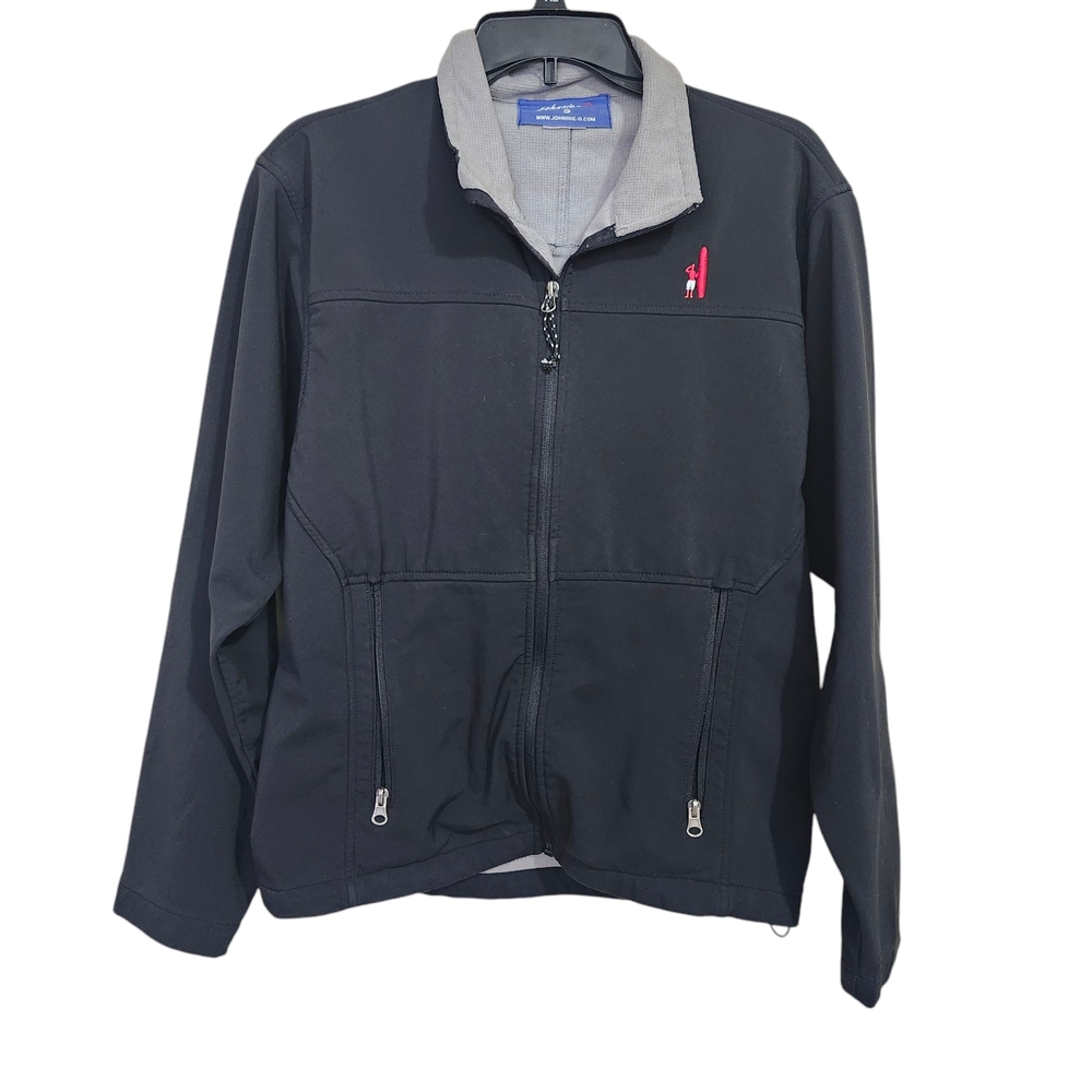 Johnnie-O West Coast Zip‎ Up Jacket Black Lined Windowpane Fabric Size Small
